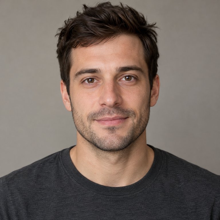 Original portrait of a fictional adult man, age 30