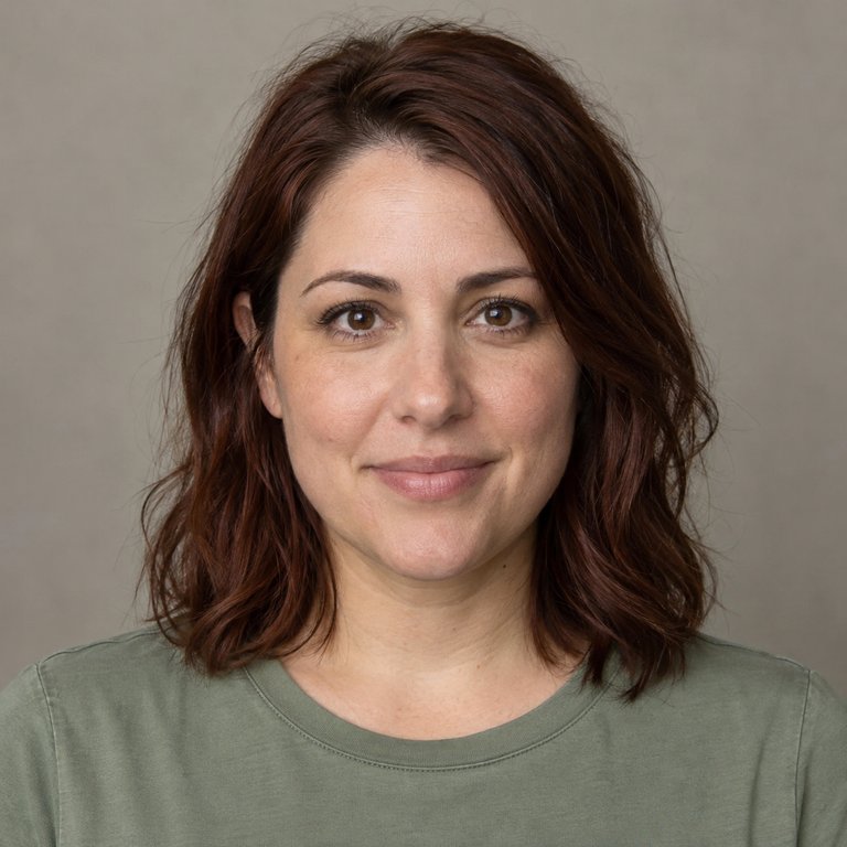 Original portrait of a fictional adult woman, age 30